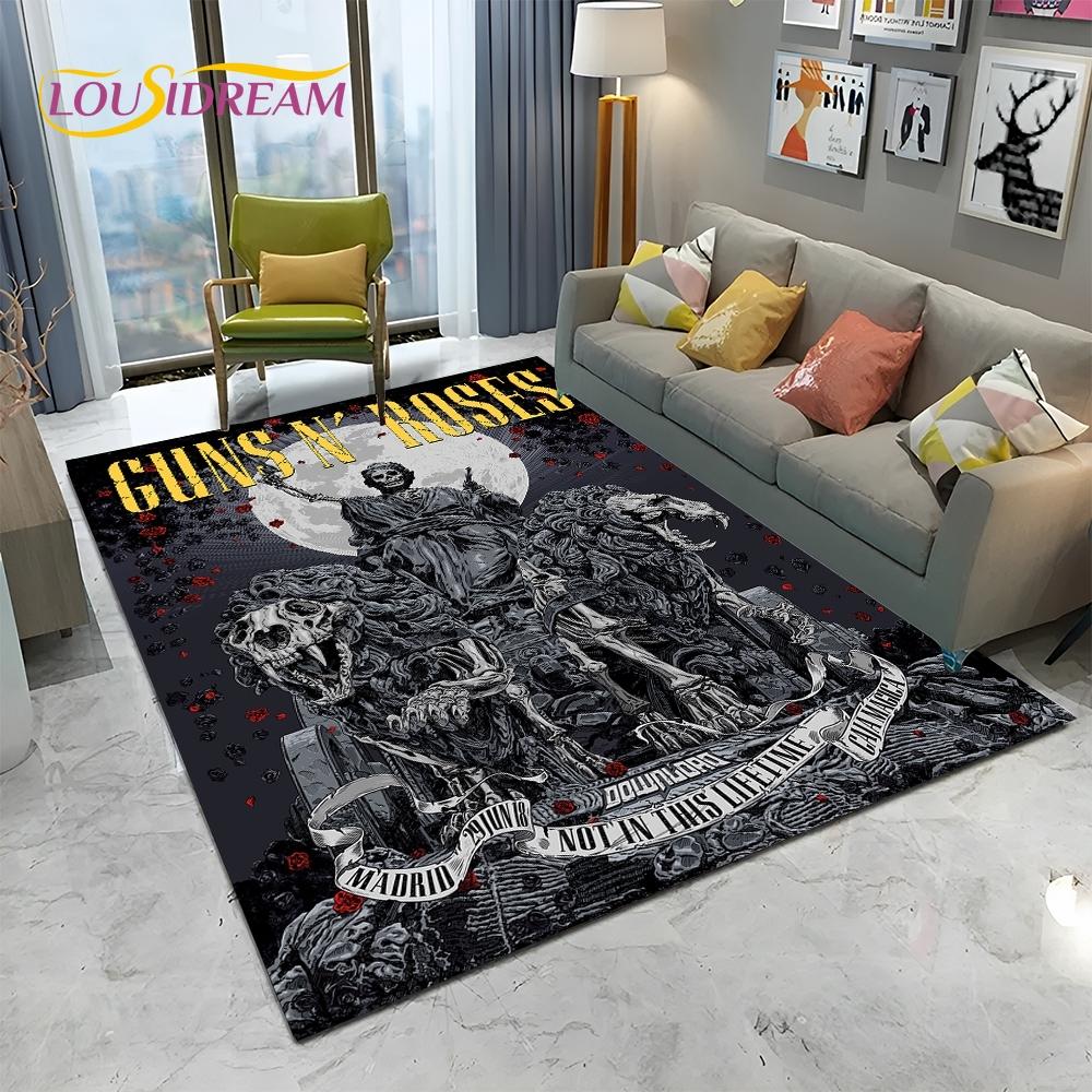 3D Hard Rock Band Guns N Roses Sign Carpet Rug для дома, гостиной, спальни, дивана, коврика для двери, детский коврик, нескользящий напольный коврик