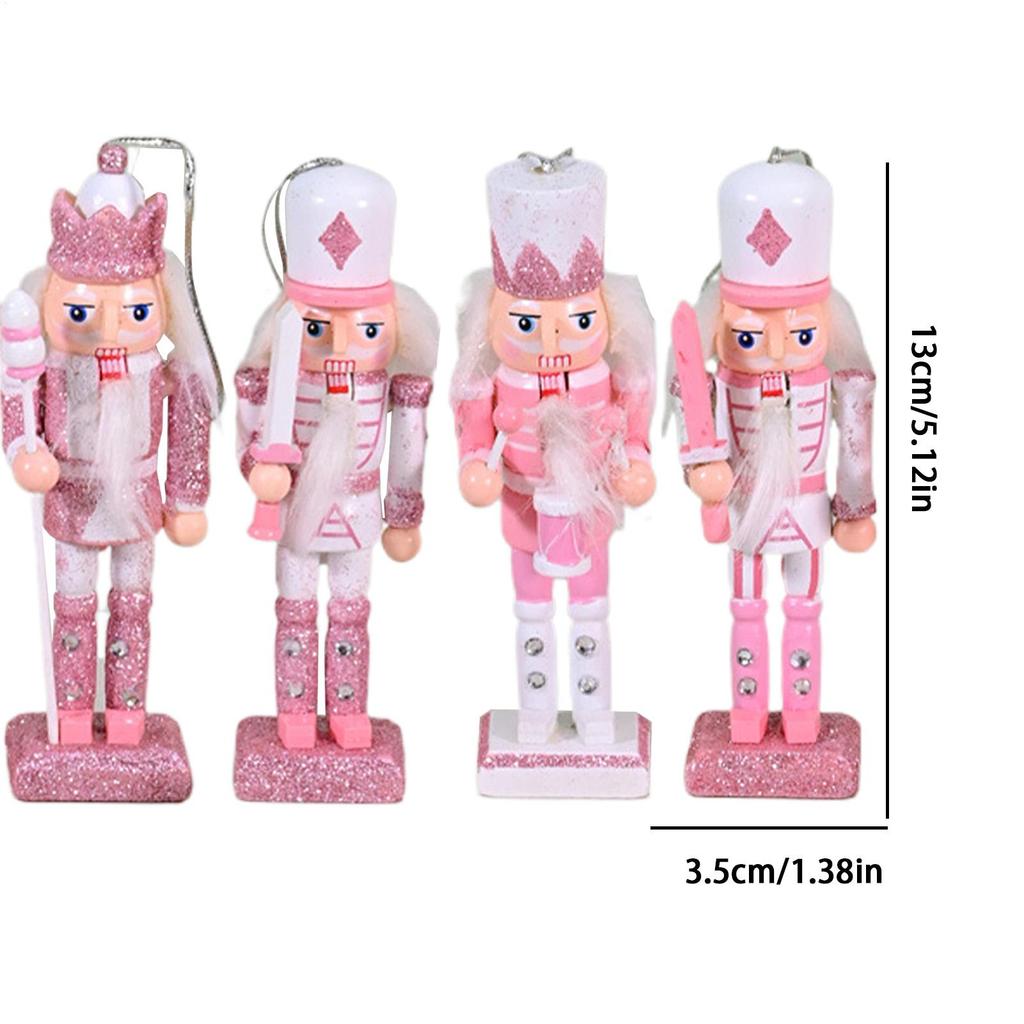Nutcracker Christmas Decor 2025 New Christmas Pink and White Cute Nutcrackers 4 Pack Christmas Decor Party Gift for Kids Adults