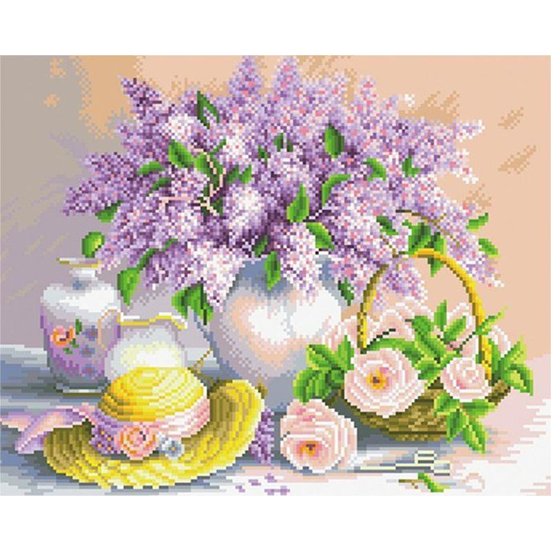 Алмазная живопись цветы полная дрель круглая алмазная вышивка фиолетовая лавандовая картина стразами домашний декор