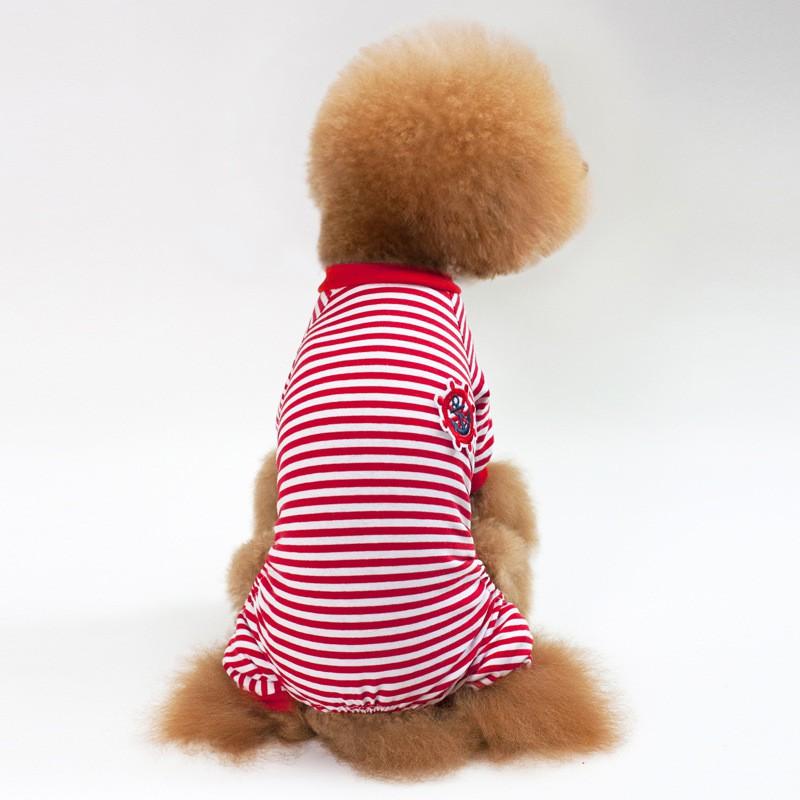 Cotton Striped Dog Pajamas Small To Medium Breeds French Bulldog Sleepwear Casual Winter Pet Apparel
