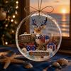 Commemorative Keepsake Gift 250 Anniversary USA Sea Glass Christmas Ornament, 1776-2026 Patriotic Faux Crystal Reusable Holiday Wall Decor Clear