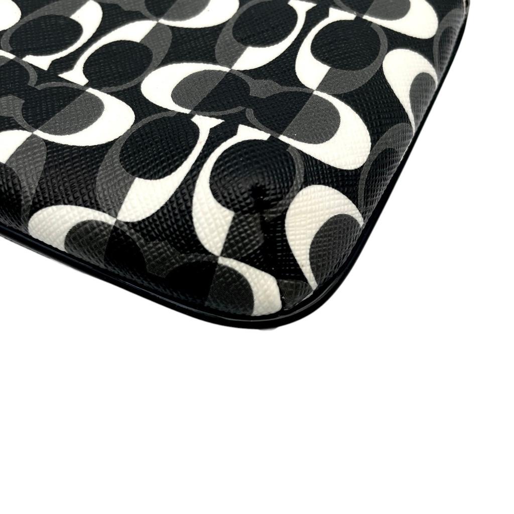 Used COACH Wristlet Accessory Pouch PEYTON DREAM C PEYTON DREAM C GO-GO WRISTLETAccessory pouch black/Gray white Coated canvas/leather Women