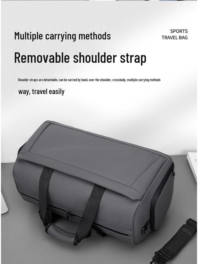 Compact Gym Duffel Bag with Shoe Compartment, Large-Capacity Travel Bag, Trolley-Attachable Sports Handbag