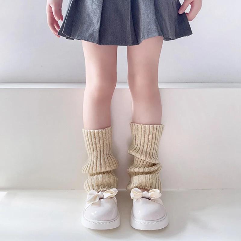 Sweet Girls Candy Color Korean Kids Leg Warmers Knitted Foot Cover Children Solid Autumn Winter Elastic Versatile Elephant Socks