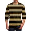 Spring and Autumn Round Neck 3D Printed Striped T-shirts Fashionable Casual Long Sleeved Men's T-shirts