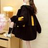 Крутая черная рабочая куртка Harajuku Streetwear Hoodie Women Vintage Ulzzang Autumn Boyfriend Patchwork Jacket