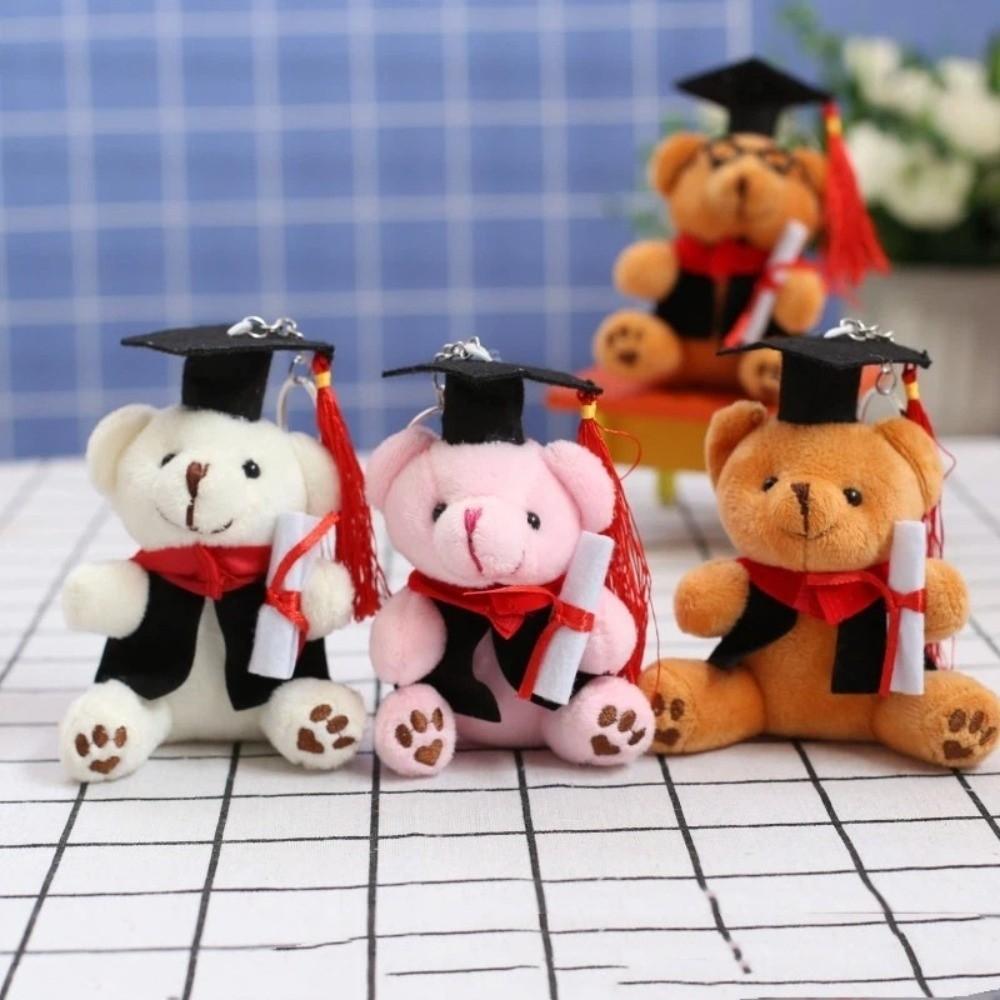Soft Stuffed Graduation Bear Plush Toy 12cm Bear Pendant Cartoon Dr Bear Doll Graduation Gift