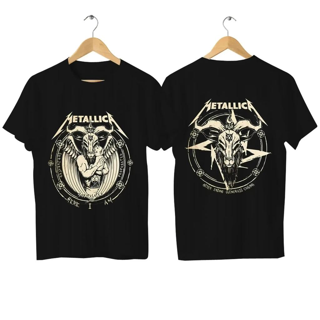 Музыкальная группа Metallica Мужская Женская Хлопок Графика Альбома Футболка 2026 Новая Летняя Весенняя Женская Оверсайз Хип-хоп Y2k Модная Футболка