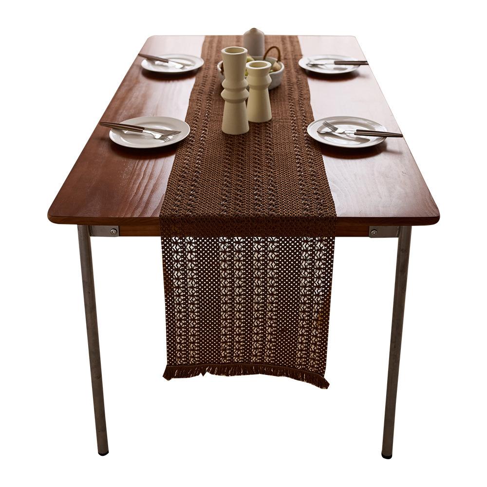 Log Woven Fringed Table Flag Cotton And Linen Retro Long Tablecloth Coffee Table Pad Cabinet Cover Cloth Shoe Cabinet Decorative Cloth