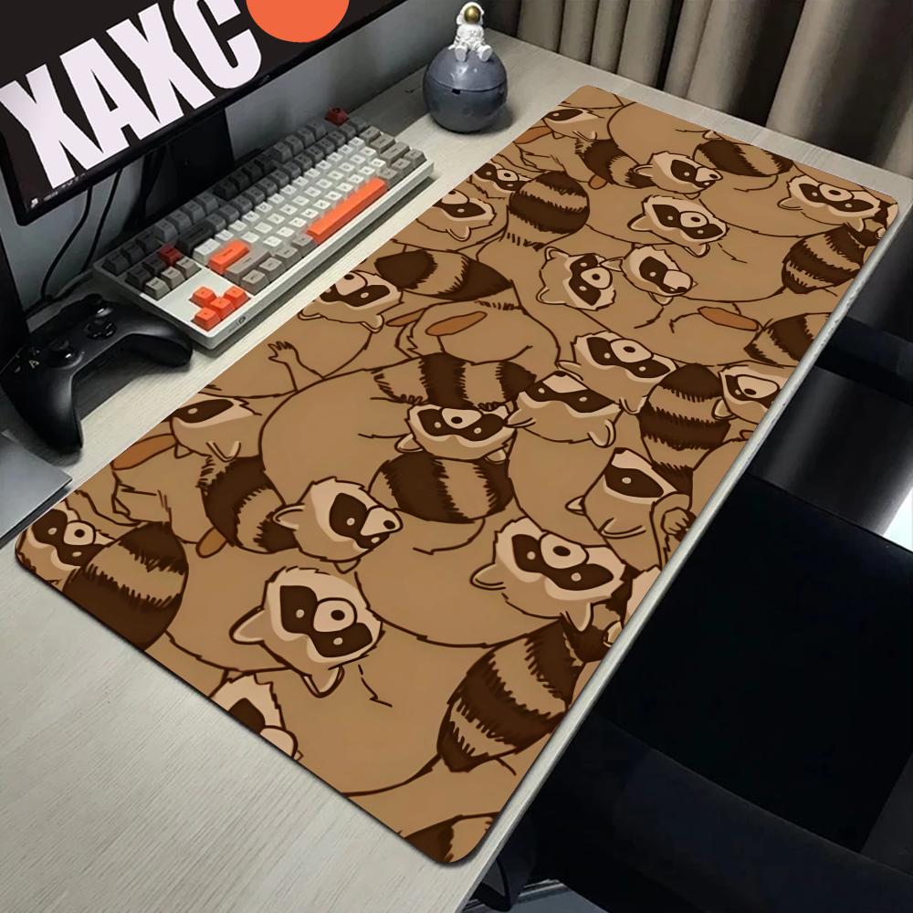 Cute Cartoon Brown Raccoon Mouse Pad Large Computer Office Game Table Mats XXL x Rubber Nonslip Keyboard Mat Long Desk Pads
