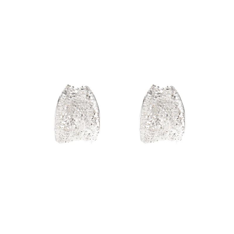 Simple niche light luxury zircon stud earrings, advanced sense arc matte flash earrings, light luxury versatile commuter earrings.