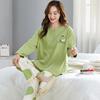 Весна и осень, новый женский пижамный комплект домашней одежды для девочек, длинные брюки с длинными рукавами, простой комплект домашней одежды больших размеров для отдыха
