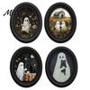 Halloween Ghost Wall Art Art, Cute Table Sign, Vintage Oval Framed Adhesive Backed Decor Picture, Decorative for Mantel Living Room Bedroom Style