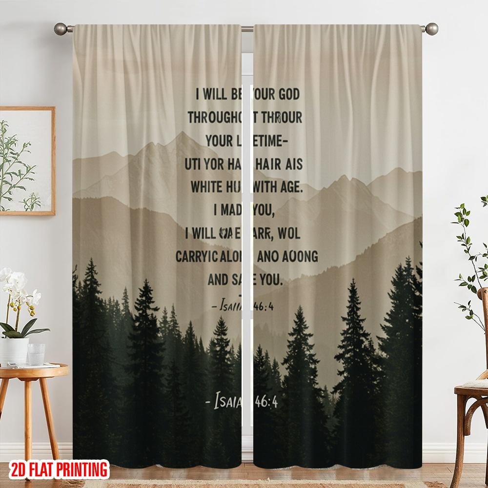 2pcs 2D Flat Printing Drapes Faithful God Lifelong Care Fabric Without Electricity Family Party Use for General Festive and