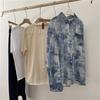 Printing Ink Tie Dye Pocket Single-breasted Blouse Women New Classic Long Sleeve Polo Collar Temperament Office Autumn Shirt