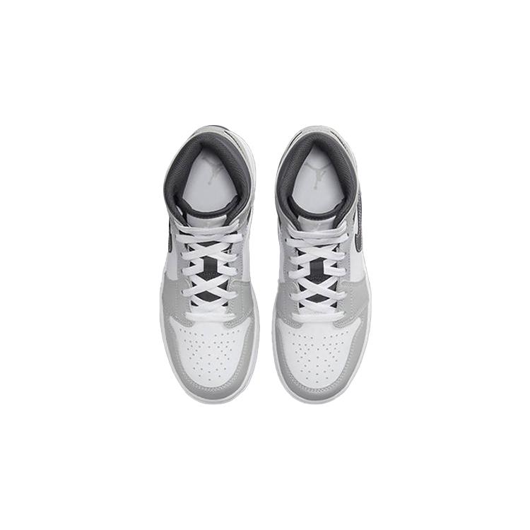 Air Jordan 1 Mid Grade School 'Light Smoke Grey' (Unisex) Light Smoke Grey / White / Anthracite Kids' Basketball Shoes 554725 078
