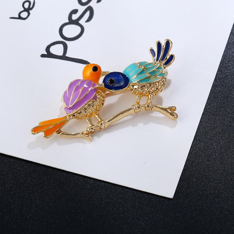 Colorful Enamel Sparrows Birds Animals Brooch Pin Corsage Brooches Fashion Jewelry Accessory