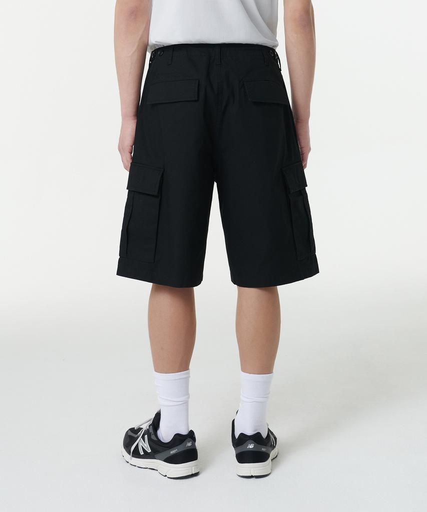 MUSINSA STANDARD Cotton Wide Cargo Shorts [Black]