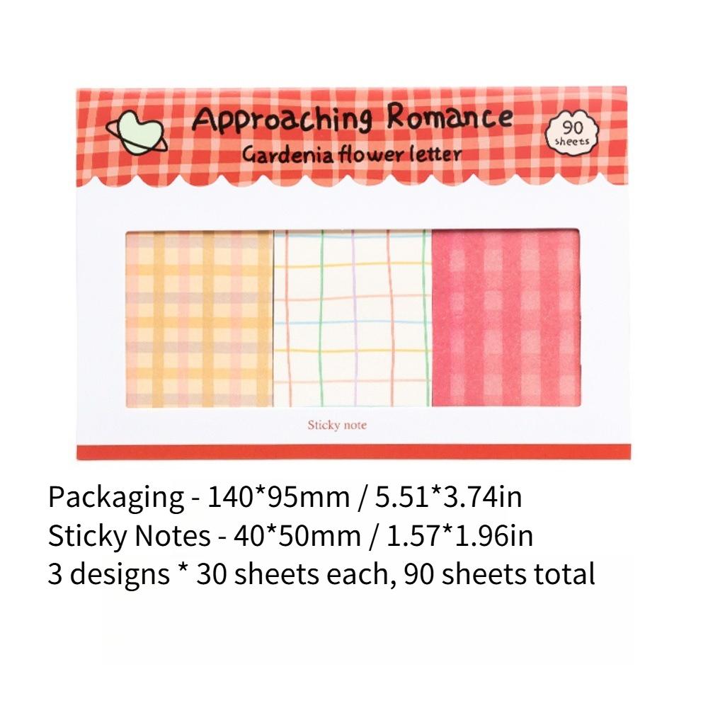 New Grid Combination Sticky Notes, Vintage Striped Grid, Multiple Colors Available, Journal Decoration, Basic Material Paper, Memo Pad, Writing Paper