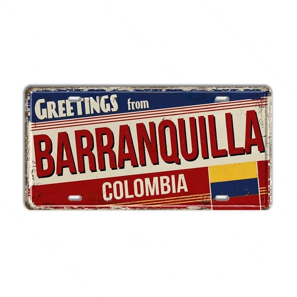 Chile Argentina Ecuador Colombia License Plate Landmark Metal Sign City State Decorative Car Plate Garage Club Bar Wall Decor