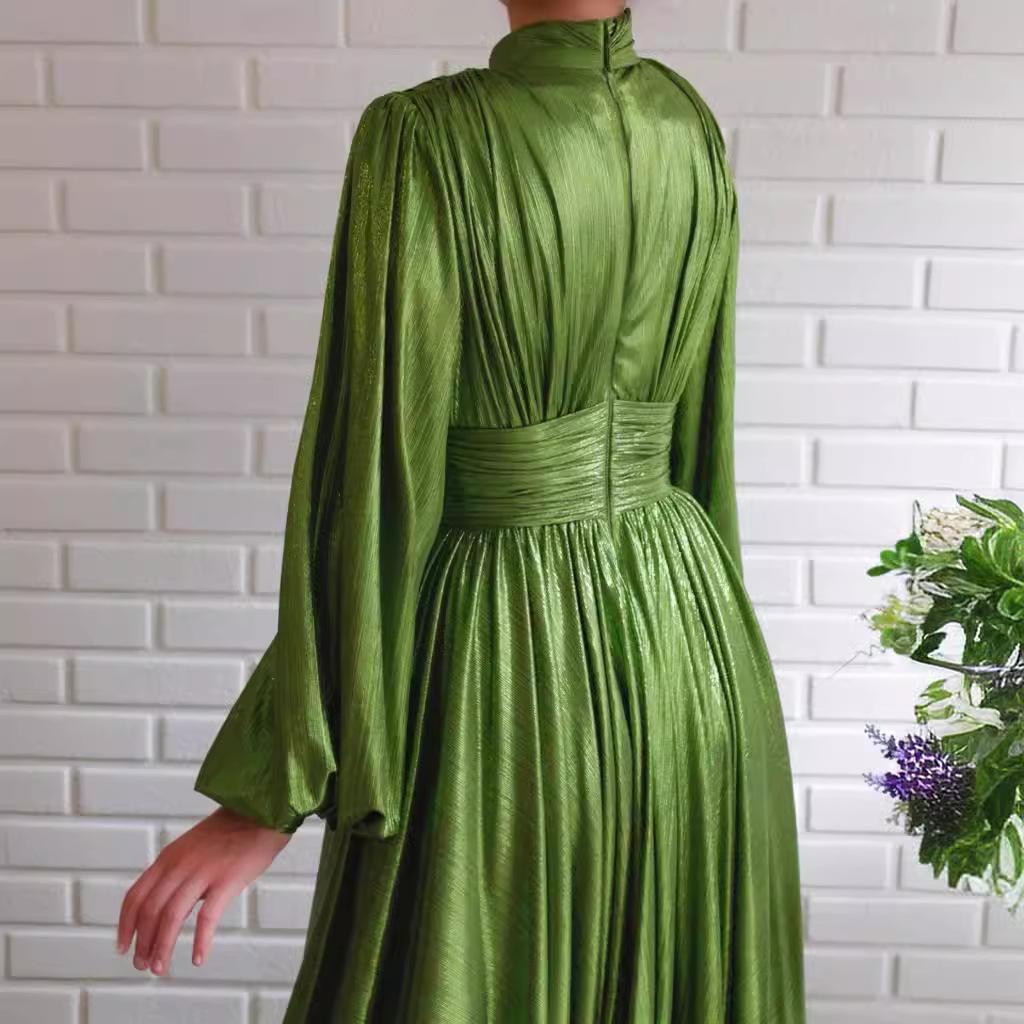 Новое весенне-летнее популярное цветом на талии висящее на шее маятник сексуальное авокадо-зеленое платье длинное платье