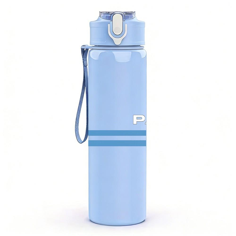 1PC Simple Horizontal Line Stripe 750ml Color Plastic Sports Water Bottle Leakproof Flip Straw Lid Suitable for Sports Office Home Use