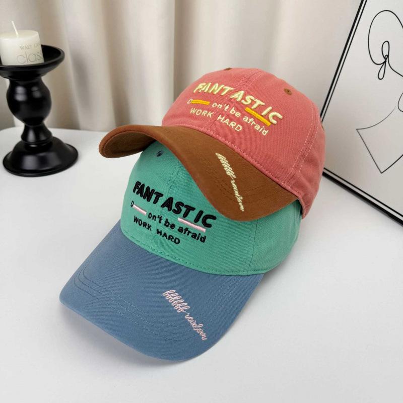 Fashion Hat Street Color Block Embroidered Baseball Cap for Women, FANTASTIC Letter Versatile Casual Baseball Cap, Face-Enhancing Small Sun Hat