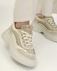 Sneakers with Textile Insert 6012 36 Beige Leather