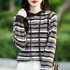 Heavy Thickened Cotton Striped Hoodie for Women In Autumn and Winter New Fashionable and Versatile Warm Knitted Sweater Lazy Hoodie