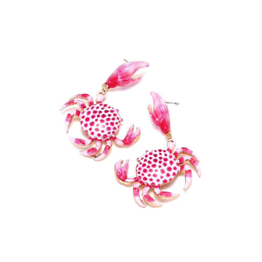 Creative Crab Earrings Unique Crab Claw Stud Earrings Trendy Pink Crab Ear Stud Girls