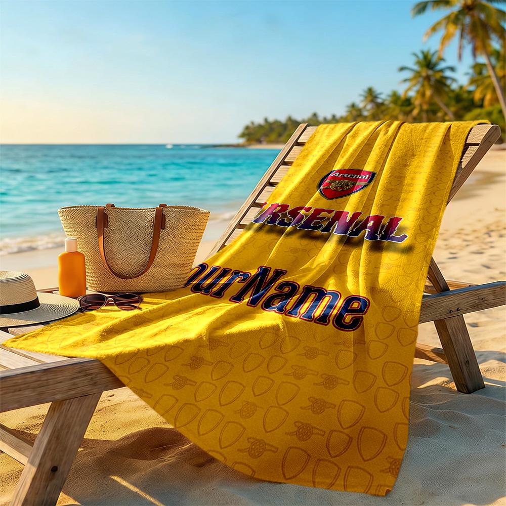 Arsenal Customizable Name Beach Towel Super Soft & Absorbent Suitable for Swimming Gym Camping Yoga Vacation