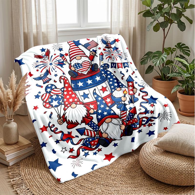 Sunflower Gnome with Wooden Crates Theme blanket Lightweight Warm Flannel Blanket Decorative Throw Blanket for Home Decoration