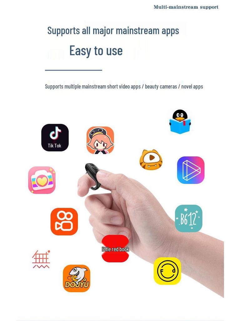 Bluetooth-пульт-кольцо для смартфонов - Идеально для просмотра видео и селфи
