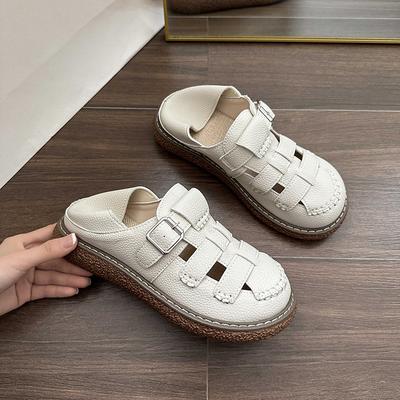 Женские и мужские сандалии на плоской подошве ручной работы, однотонные сандалии на платформе, сандалии-гладиаторы, мужские сандалии с толстой подошвой и ремешком с пряжкой