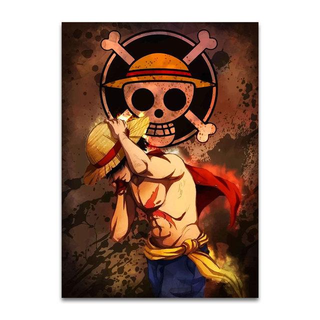 One Piece Аниме Луффи Плакат Искусство Череп Настенный Декор Отпечатки Холст Картина Настенная Картина для Детской Комнаты Японская Манга Домашний Декор Без Рамки