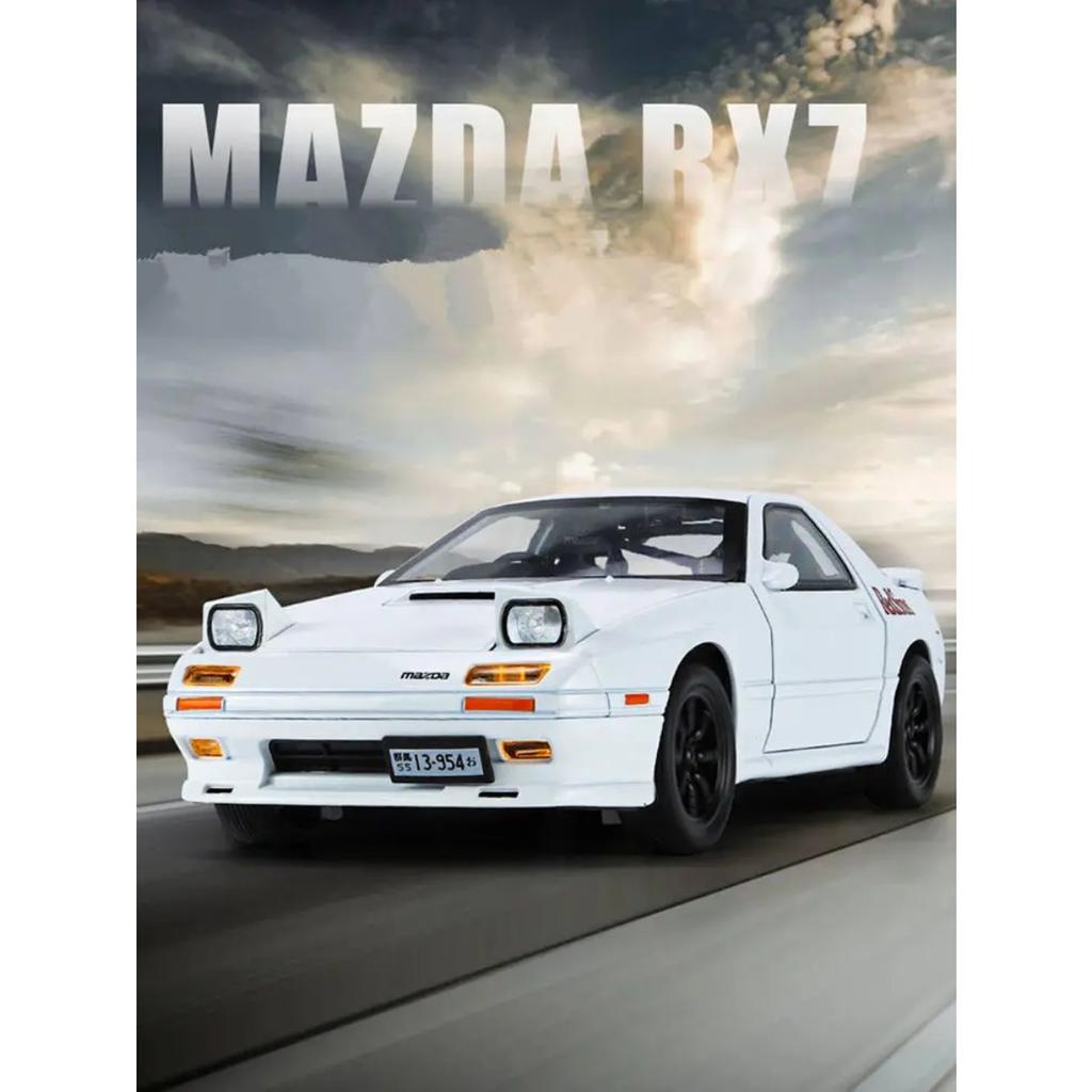 1/24 Mazda RX7 Alloy Sports Car Model Diecasts Metal Toy Racing Vehicles Car Model Simulation Sound and Light Childrens Toy Gift