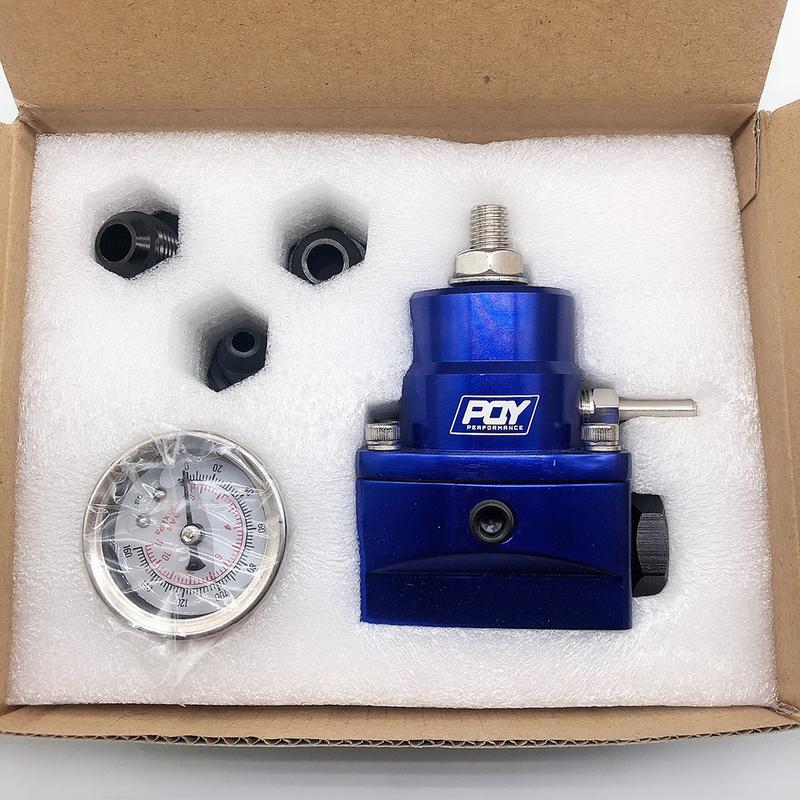 BAOLUN AN8 Pressure Fuel Regulator With Boost - 8AN 8/8/6 EFI Fuel Pressure Regulator With Gauge
