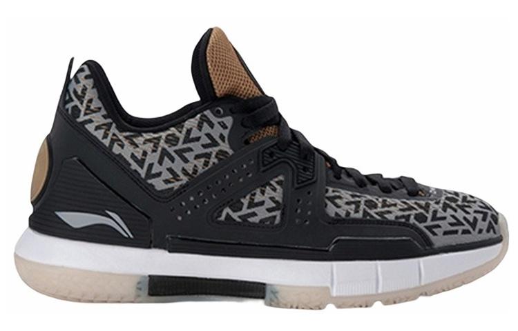 Li Ning WOW 5 Way Of Wade 5 Удобные Нескользящие Легкие Средневысокие Баскетбольные Кроссовки Мужские Черно-Серые ABAM057-3