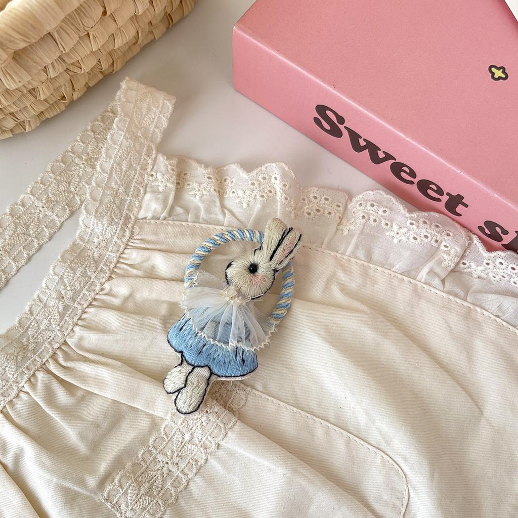 Мультяшные милые заколки для волос с кроликами, тканевые кружевные детские BB-заколки, заколки для волос для маленьких девочек, детские аксессуары для волос, головные уборы, зажимы для волос