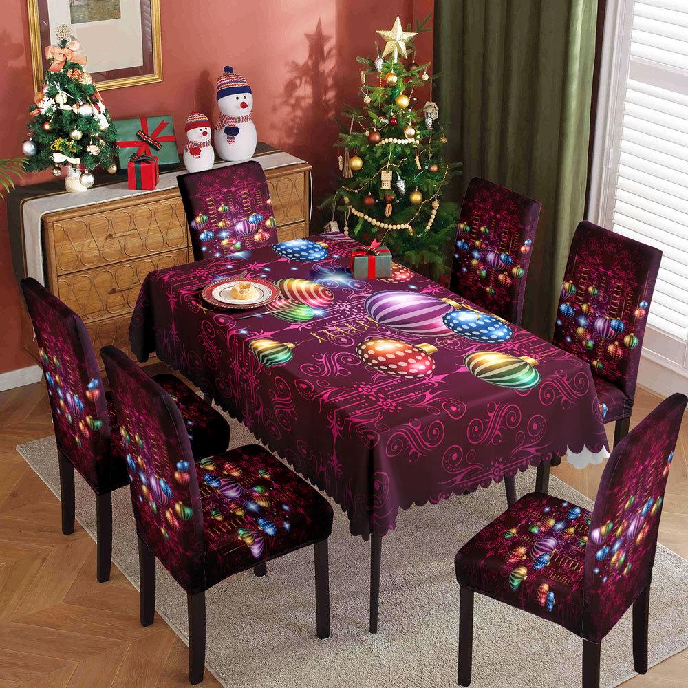 Festive Tablecloth Set Stretch Chair Covers Waterproof Christmas Decorations Dining Table Cloth Home Kitchen Decor