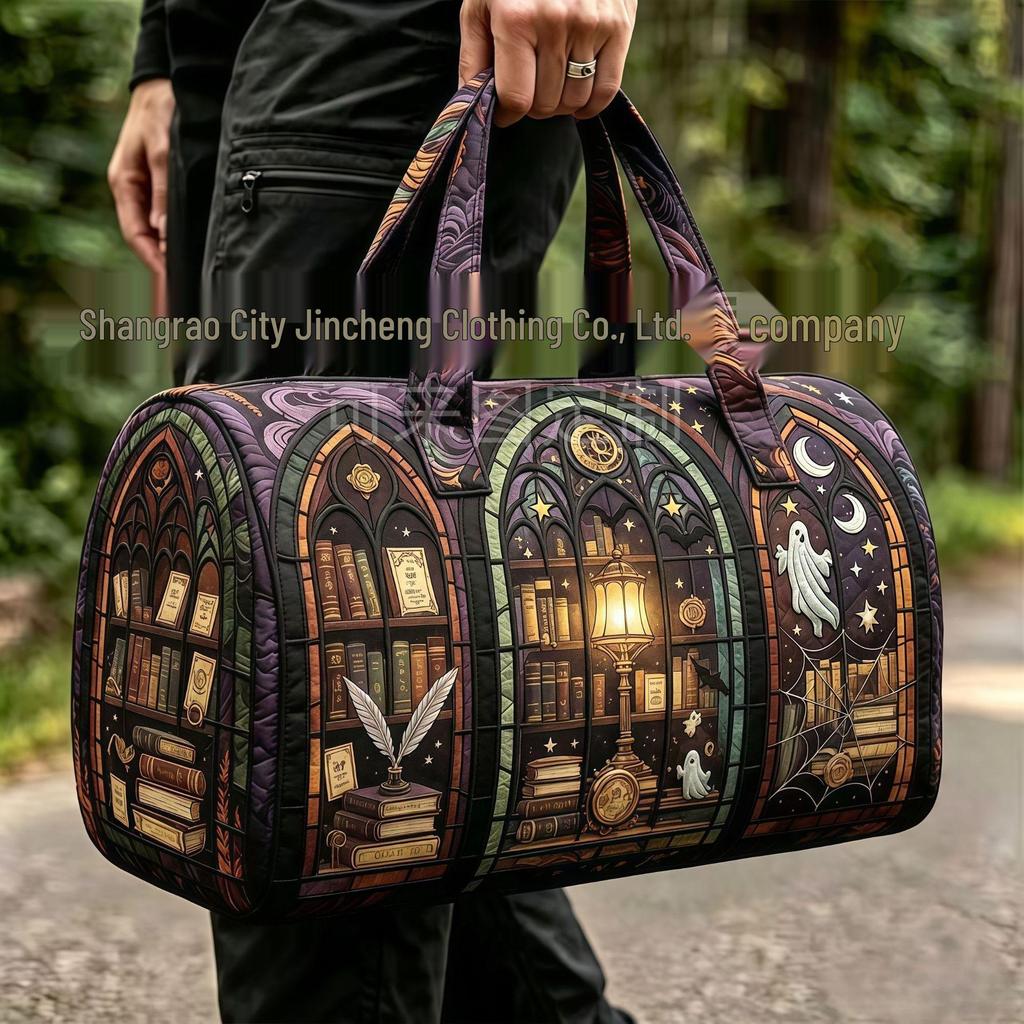 3D Gothic Stained Glass Print Halloween Gym Bag - Multi-functional Travel Bag