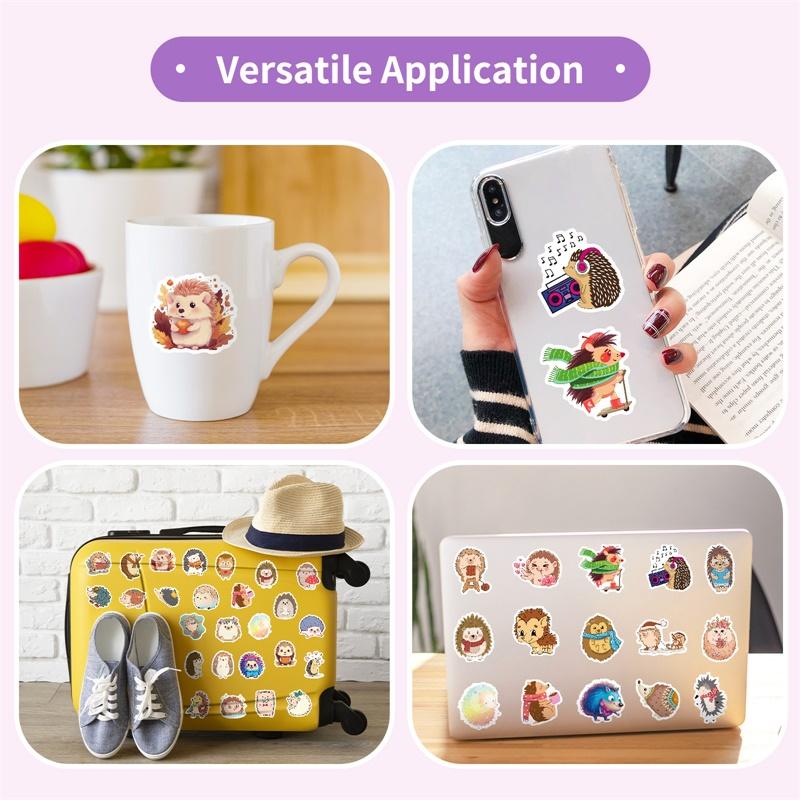 10/30/50PCS Cartoon Hedgehog PVC Sticky Sticker Aesthetic DIY Decoration Scrapbooking Hand Accounting Supplies for Kids