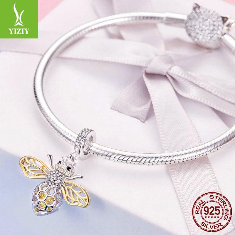 Кулон из стерлингового серебра 925 пробы Вечная пчела Покрытый белым золотом Модный кулон-ожерелье Scc1125