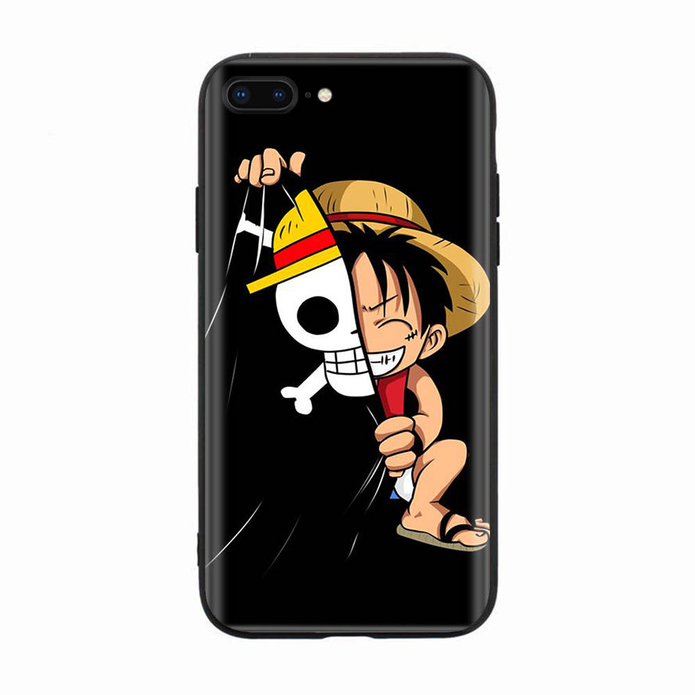 Черный чехол для Xiaomi Redmi 13C Note 9 iPhone XR 7 8 14 15 11 12 13 X XS Pro Max Samsung A25 S23 S24 FE Ultra Plus One Piece Luffy