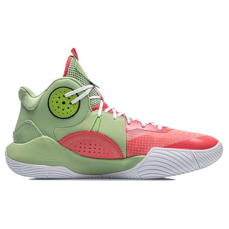 Баскетбольные кроссовки Li Ning Sonic 9 Team Мужские Средняя высота Нежный фруктовый зеленый/Ярко-оранжево-красный ABPR017-4