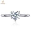 Classic 100% 925 Sterling Silver Heart Cut 0.8 CT 6*6 MM 3EX VVS1 D Color Real Moissanite Diamond Ring for Women Wedding Engagement Jewelry