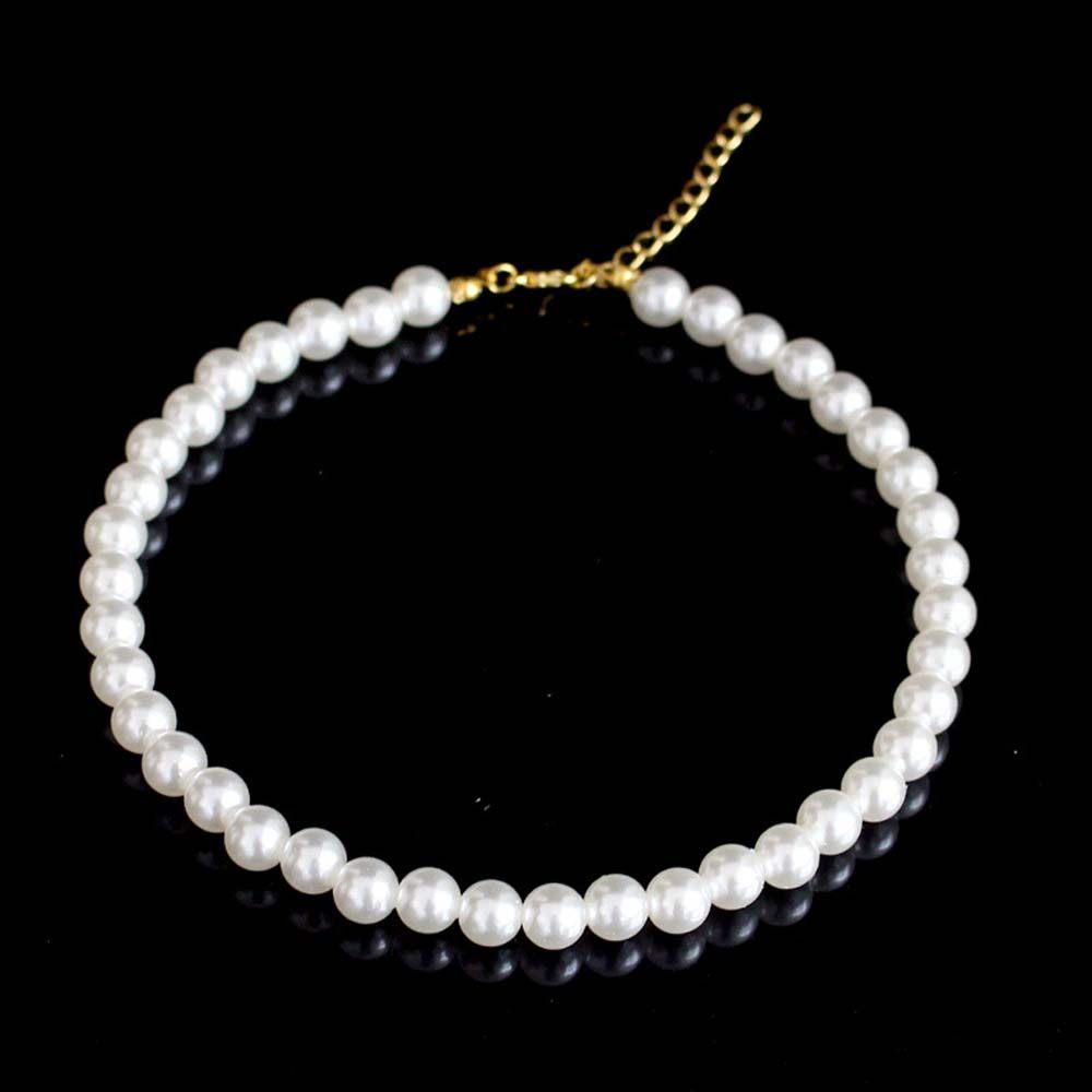 Круглый массивный чокер из белого жемчуга, чокеры из жемчуга, цепочки для ключиц, корейский стиль, женские ожерелья AVE