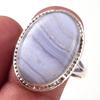 Natural Blue Lace Agate Gemstone 925 Solid Sterling Silver Gift Ring S.10 V3y17