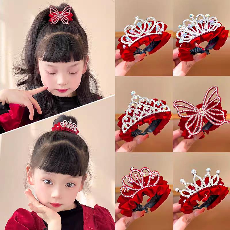 Crown Headdress Ponytail Holder for Little Girls – Birthday and Festive Hair Accessory