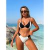 Контрастный двухкомпонентный купальник с кольцом, женский купальник пуш-ап, рубчатый микро-бикини, пляжный купальный костюм, бикини